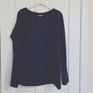 JJill Navy & Pink Heart Tee
